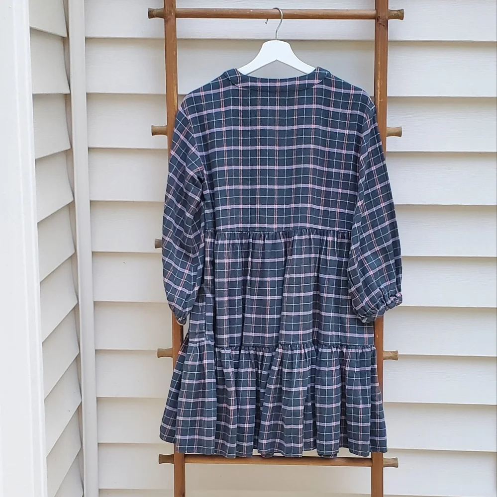 NEW! Madewell Flannel Colette Plaid Dress - Picture 5 of 9